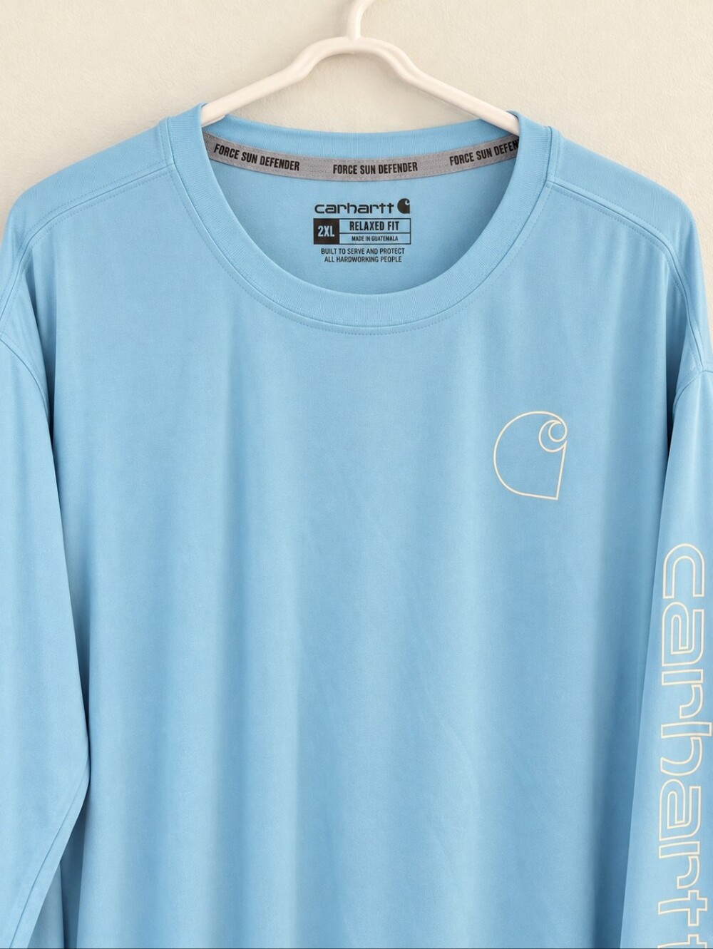 Carhartt Long Sleeve Tee in Sky Blue with White Logo - Sun Defender 2XL NWoT